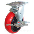 (Bright Red) Swivel PU Caster with Side Brake